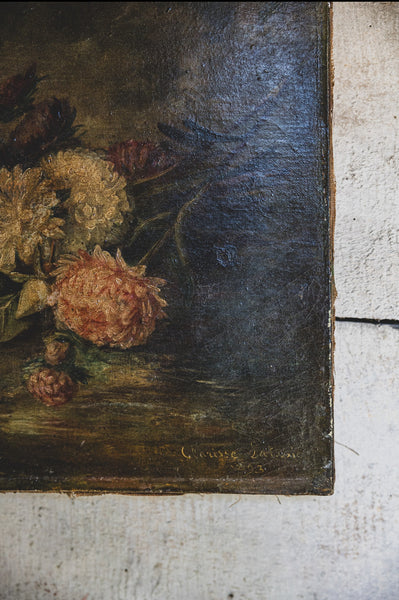 1893 Antique French Oil on Canvas by Clarissa Batisse