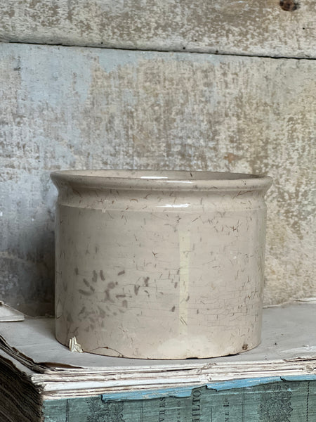Small Heavily Crazed Antique Confiture Pot