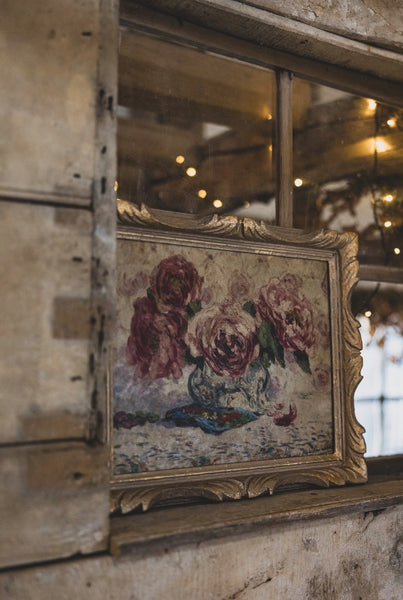 Framed Floral Oil Painting