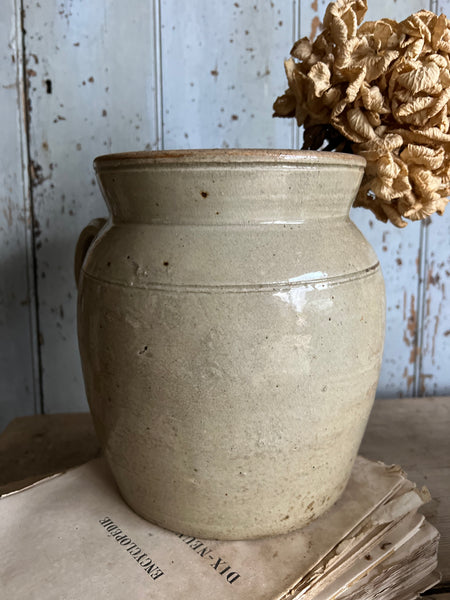 Large French Stoneware Handled Pot