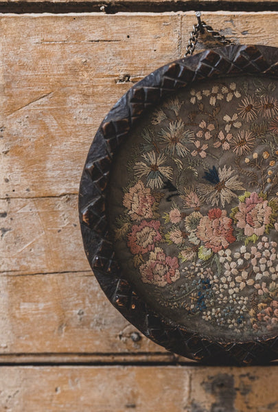 Vintage French Framed Embroidery )