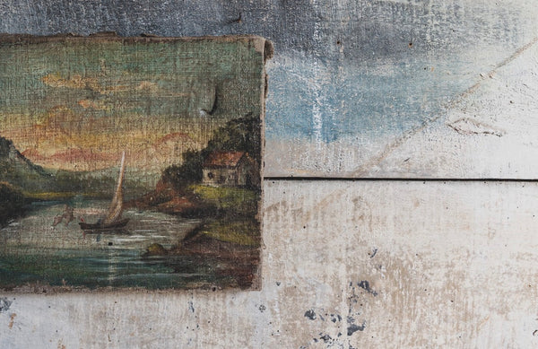 French Boat Painting on Canvas
