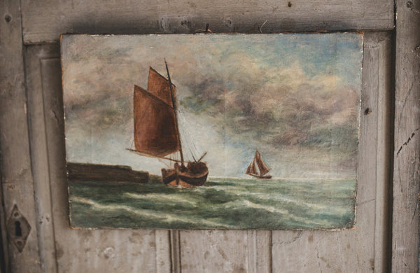 French Boat Painting on Canvas