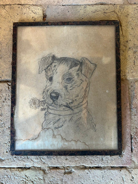 1940s Sweet Vintage Dog Sketch