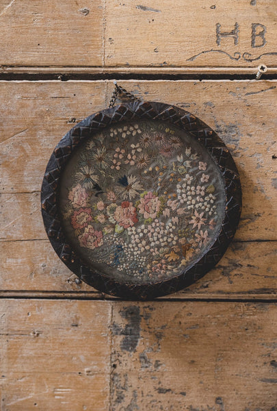 Vintage French Framed Embroidery )