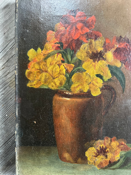 Beautiful Dark French Floral Oil on Canvas