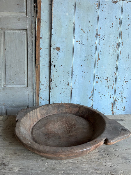 Large Vintage Wooden French Bowl