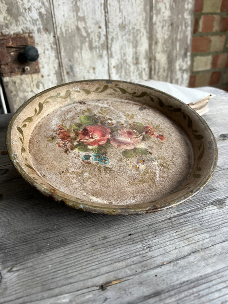 Vintage Hand Painted Floral Tray