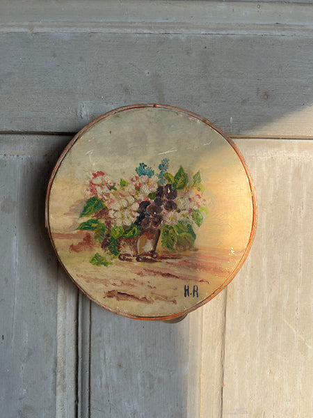 Sweet Painted Floral French Vintage Tambourine