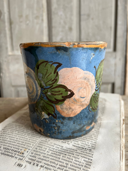 Large Folk Art Antique Mug