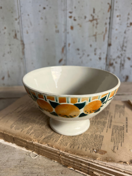 Beautifully Aged Orange Rustic Cafe au Lait Bowl