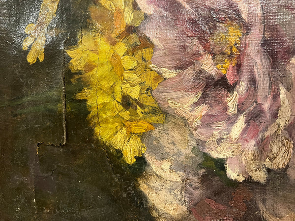 Dark Floral Oil on Canvas