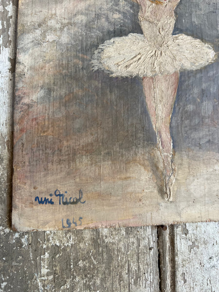 Vintage Ballerina Oil on Board
