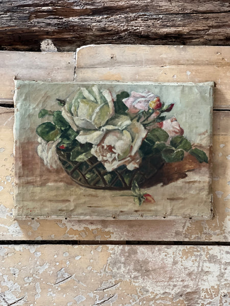 French Floral Oil on Canvas