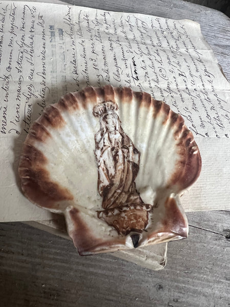 A vintage French painted seashell