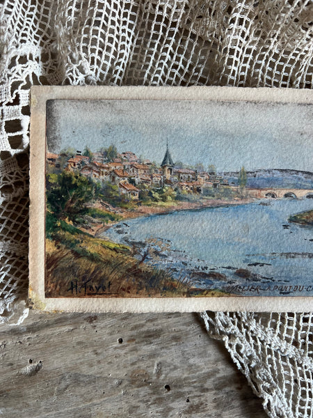 Hand Painted French Postcard -  Allier River