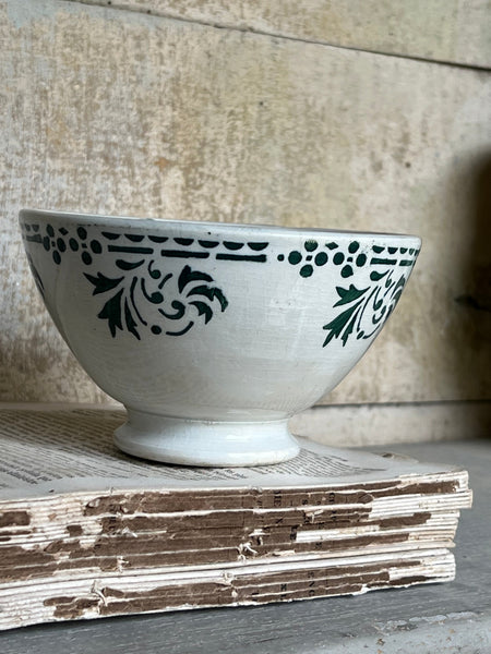 French Cute Floral Stencil Cafe au Lait bowl