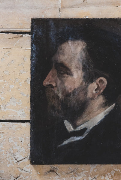 French Male Portrait Oil on Canvas