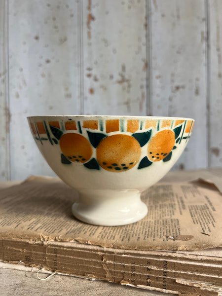 Beautifully Aged Orange Rustic Cafe au Lait Bowl