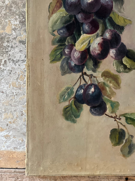 Vintage French Fruit Oil on Canvas