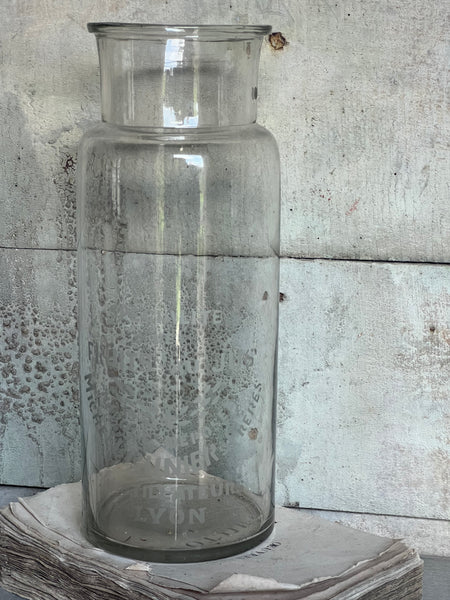 French Vintage Etched Glass Jar