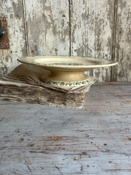 Beautiful French Floral Terre de Fer Transferware raised dish