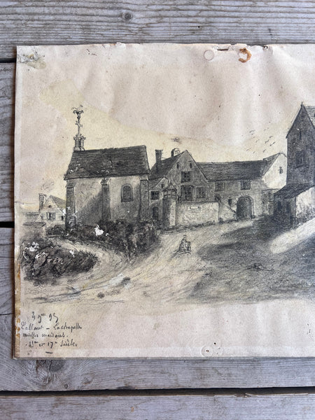 Beautiful Antique French Sketch