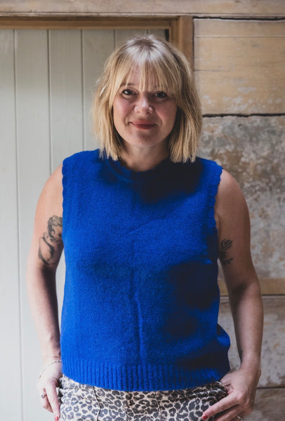 Saige by Nomads Scallop Blue Knit Tank