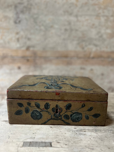 Antique 18C French Painted Wooden Box