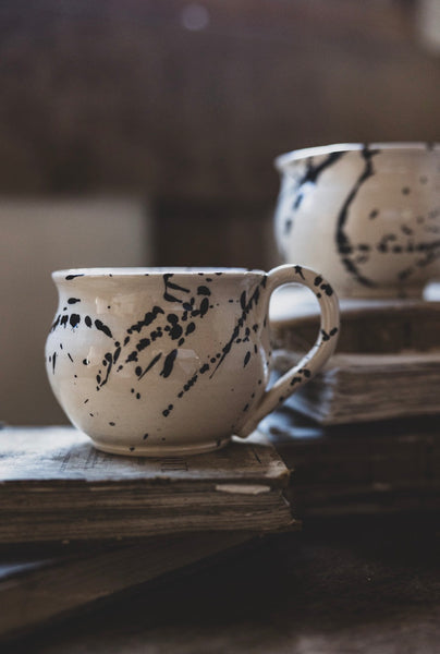 Artisan Handmade Mugs - Black Splatter