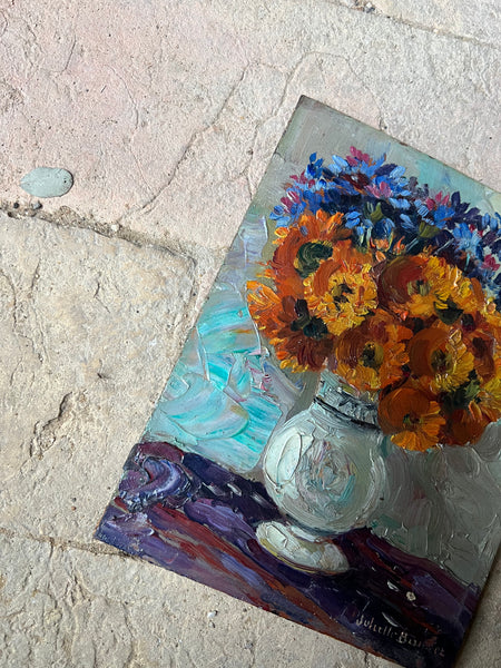Beautiful Vintage Floral on Board