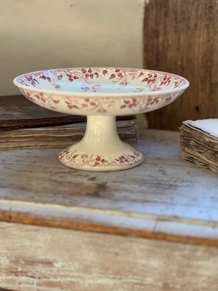 Beautiful French Floral Transferware raised dish