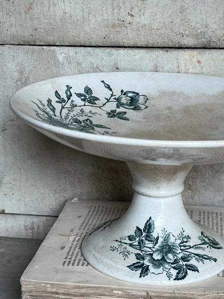 Floral Transferware Raised Dish