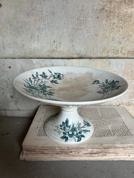 Floral Transferware Raised Dish