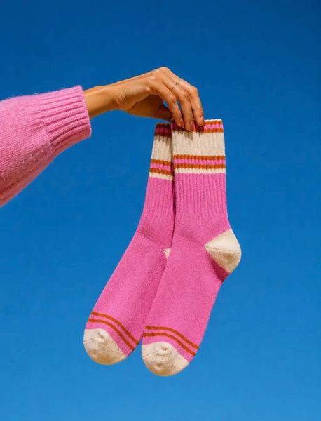 Edit Five Striped Socks - Pink, peach & orange