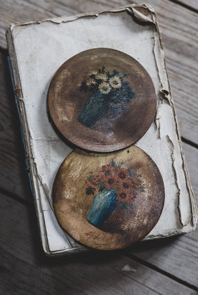 Small Antique French Floral Oil Paintings