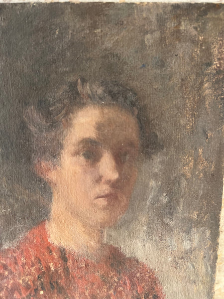 French Lady Oil Portrait on Board