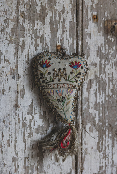 Antique Italian Ave Maria Decorative Heart 1820