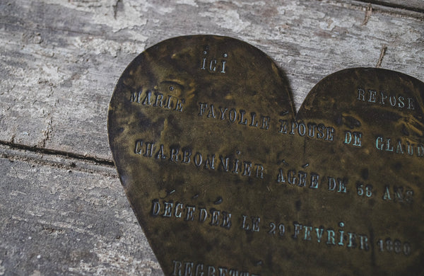 French Antique Memorial Heart