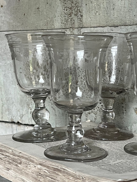 Vintage French Etched Glasses, Four Set