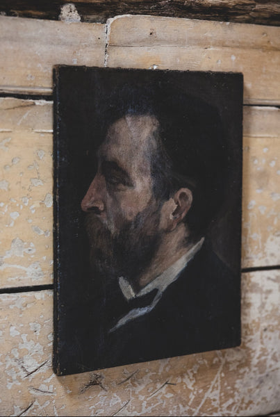 French Male Portrait Oil on Canvas