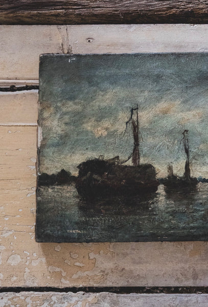 French Boat Painting on Canvas