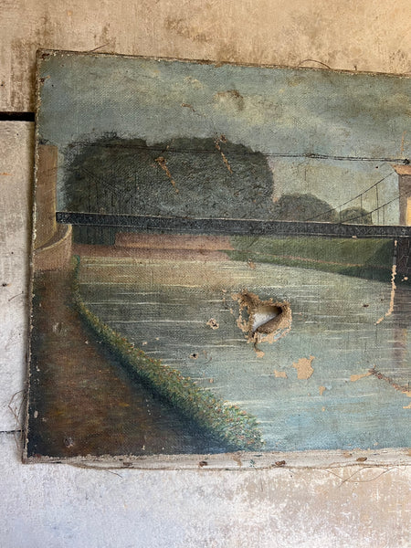 Rustic French Vintage Landscape Painting