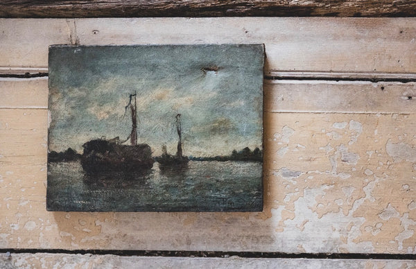 French Boat Painting on Canvas