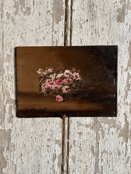 Small Floral Painting On Board