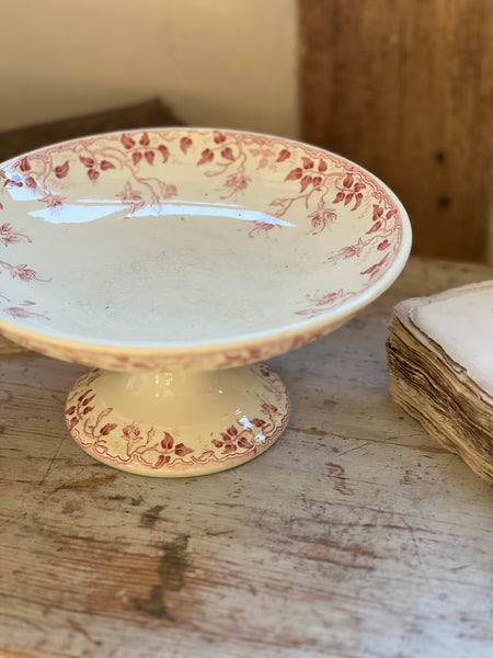 Beautiful French Floral Transferware raised dish