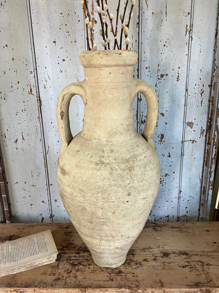 French Vintage Tall Huge Natural Earthenware Vase