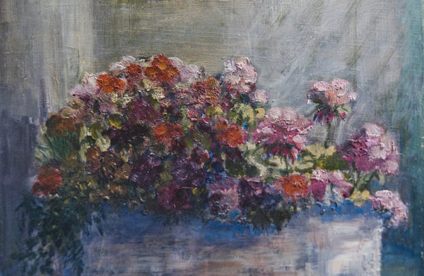 Antique French Floral Painting on Board