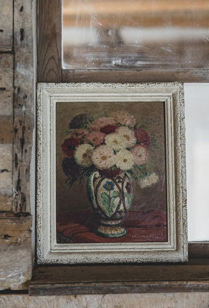 Framed Floral Oil Painting