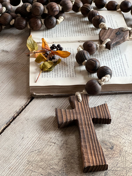 Huge French Vintage Dark Brown Rosary Beads